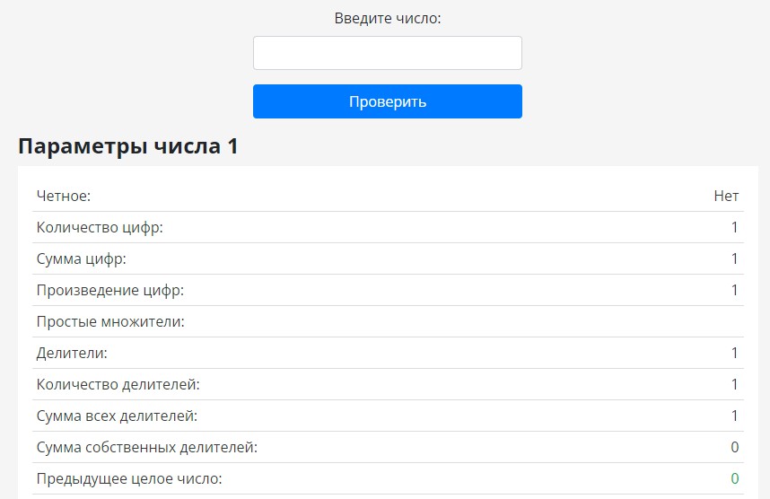 Число 1 - Онлайн калькулятор